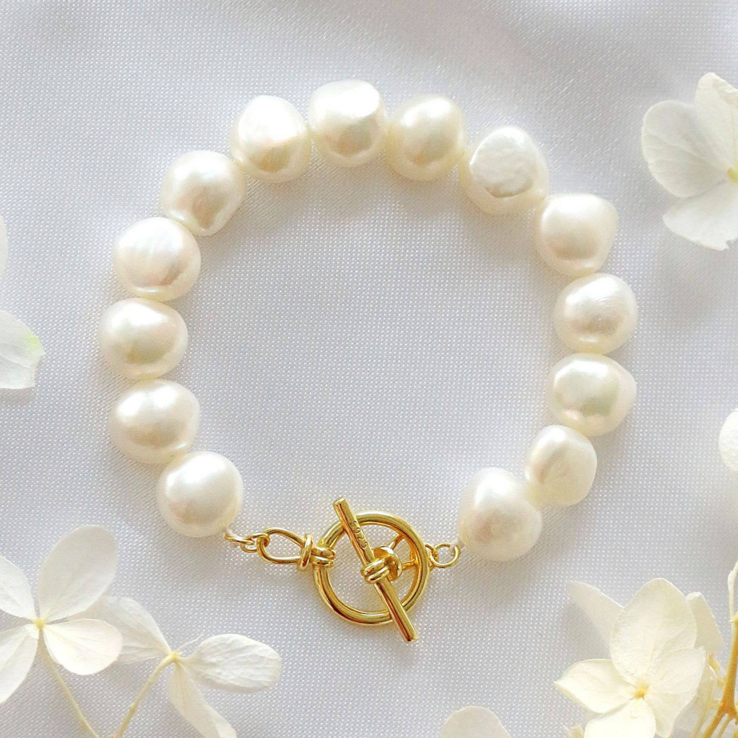 Bracciale perle d'acqua dolce barocche | 24K | Fatto a mano