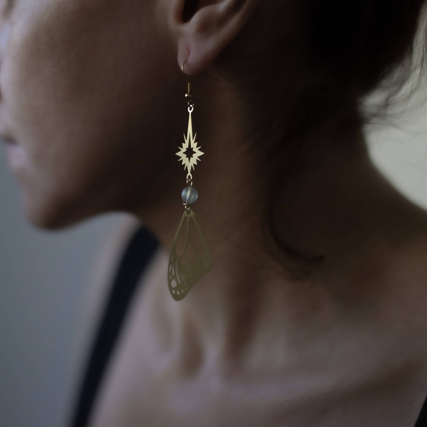 Wingstar | Orecchini in ottone | Ali di fata e stella | Fatto a mano