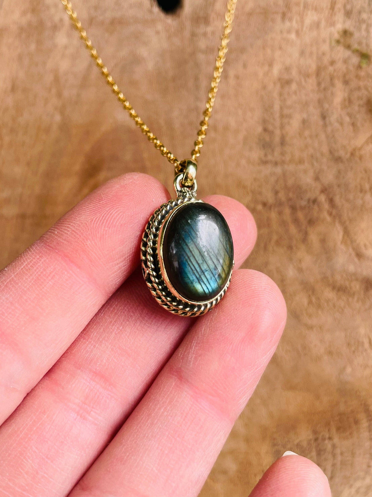 Collana Ottone | Labradorite | Fatto a mano