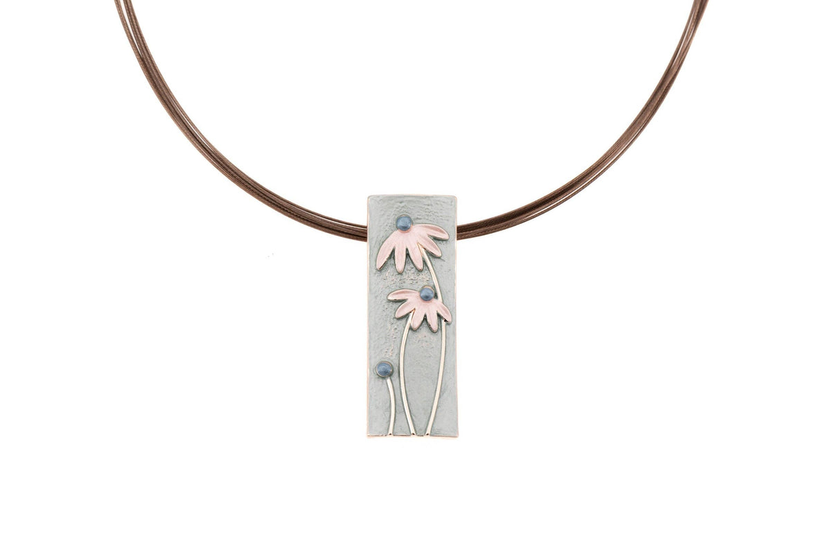 Collana quadretto margherite | dipinta a mano | zama con finitura in oro rosa