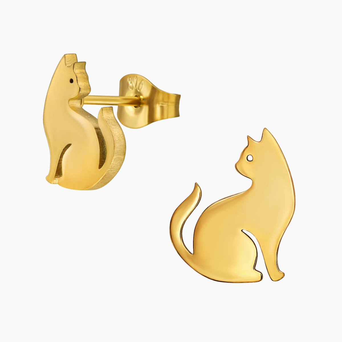 Mewline | Orecchini Gatto in Acciaio Inossidabile | Placcato oro