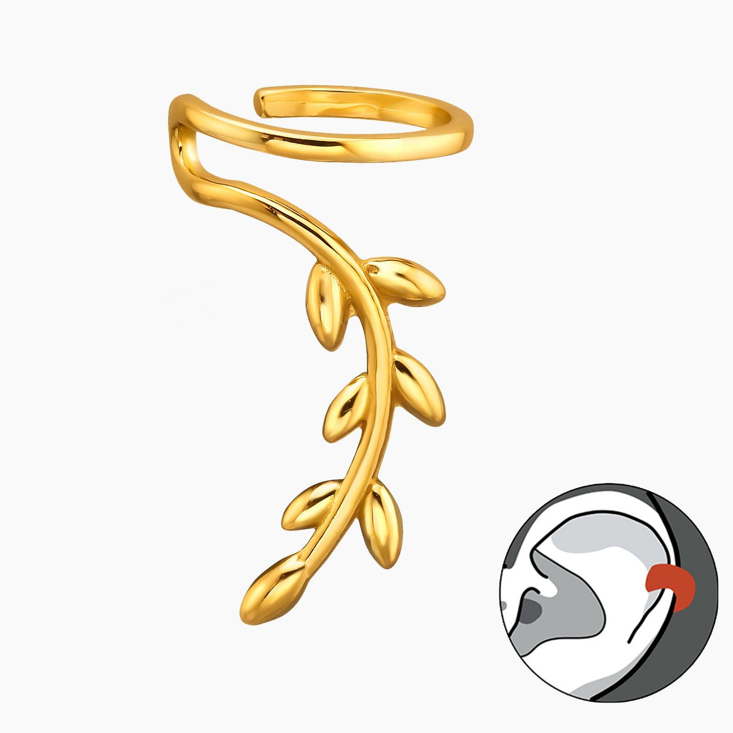 Sylvae | Ear Cuff Foglia in Argento 925 | Placcato Oro + E-coat