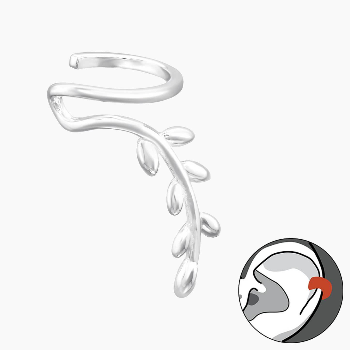 Sylvae | Ear Cuff Foglia in Argento 925