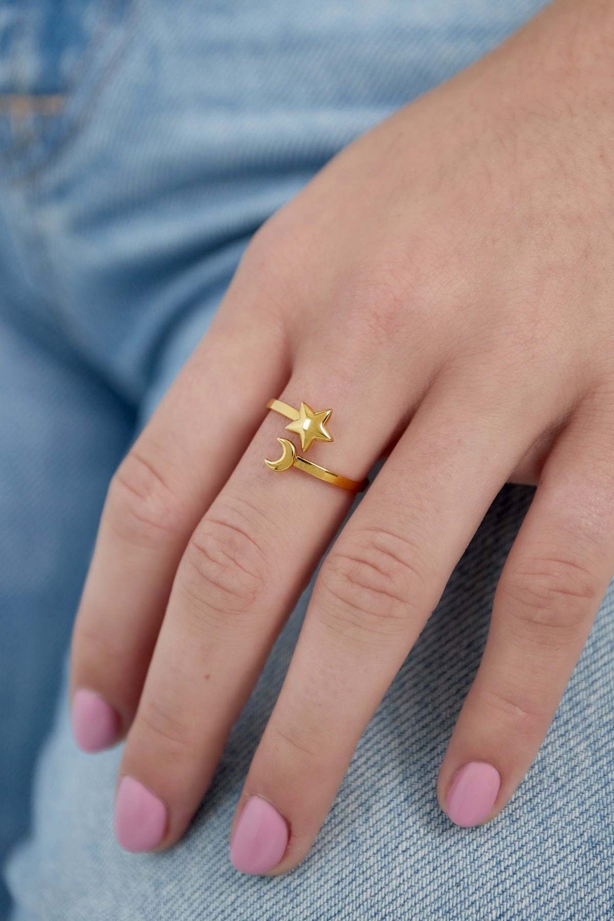Anello regolabile | Acciaio Inossidabile | Luna e stella | Waterproof