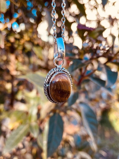 Collana placcata argento | Occhio di Tigre  | Fatto a mano