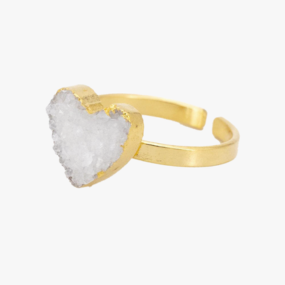Anello cuore | Agata Bianca | Regolabile