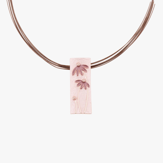Collana quadretto margherite | dipinta a mano | zama con finitura in oro rosa