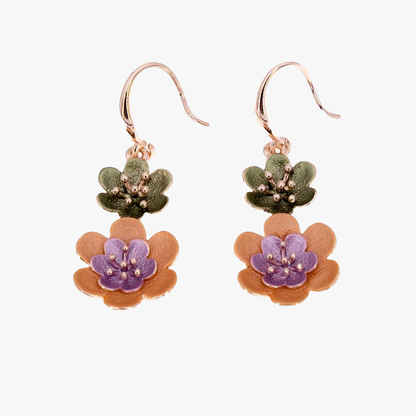 Orecchini fiorellini | dipinti a mano su zama con finitura in oro rosa