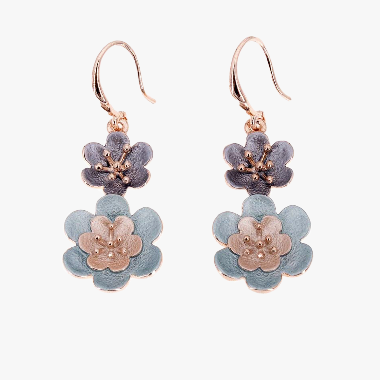 Orecchini fiorellini | dipinti a mano su zama con finitura in oro rosa