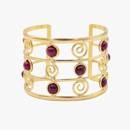 Bracciale regolabile | ottone | rubino