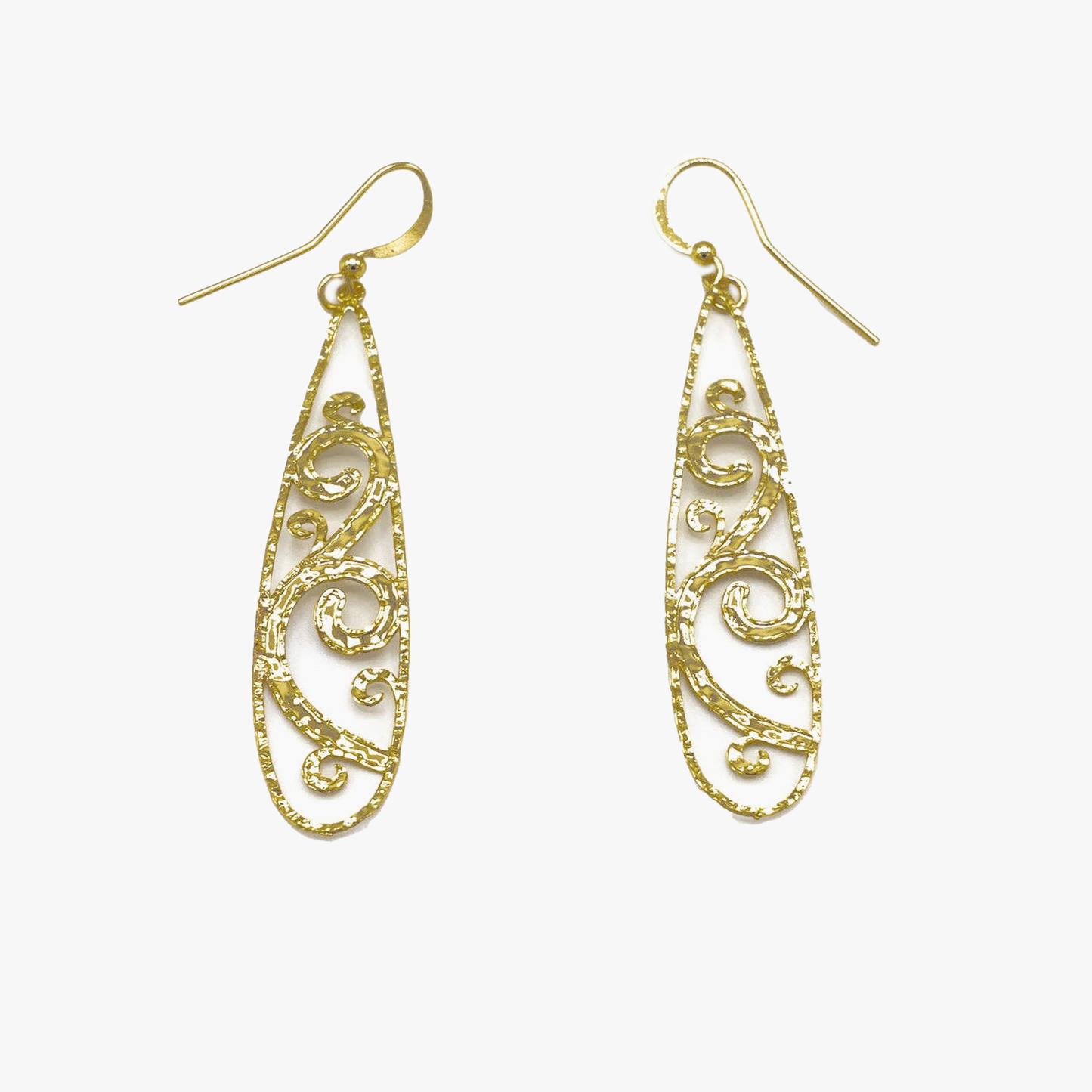 Orecchini goccia ricamo | Finitura galvanica in oro