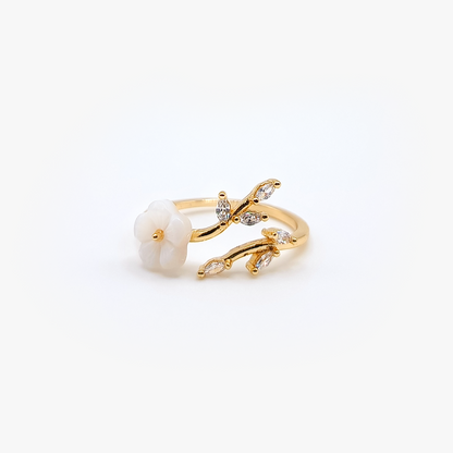 Anello Secret Garden | Foglie Zirconi | Fiore | Placcato oro