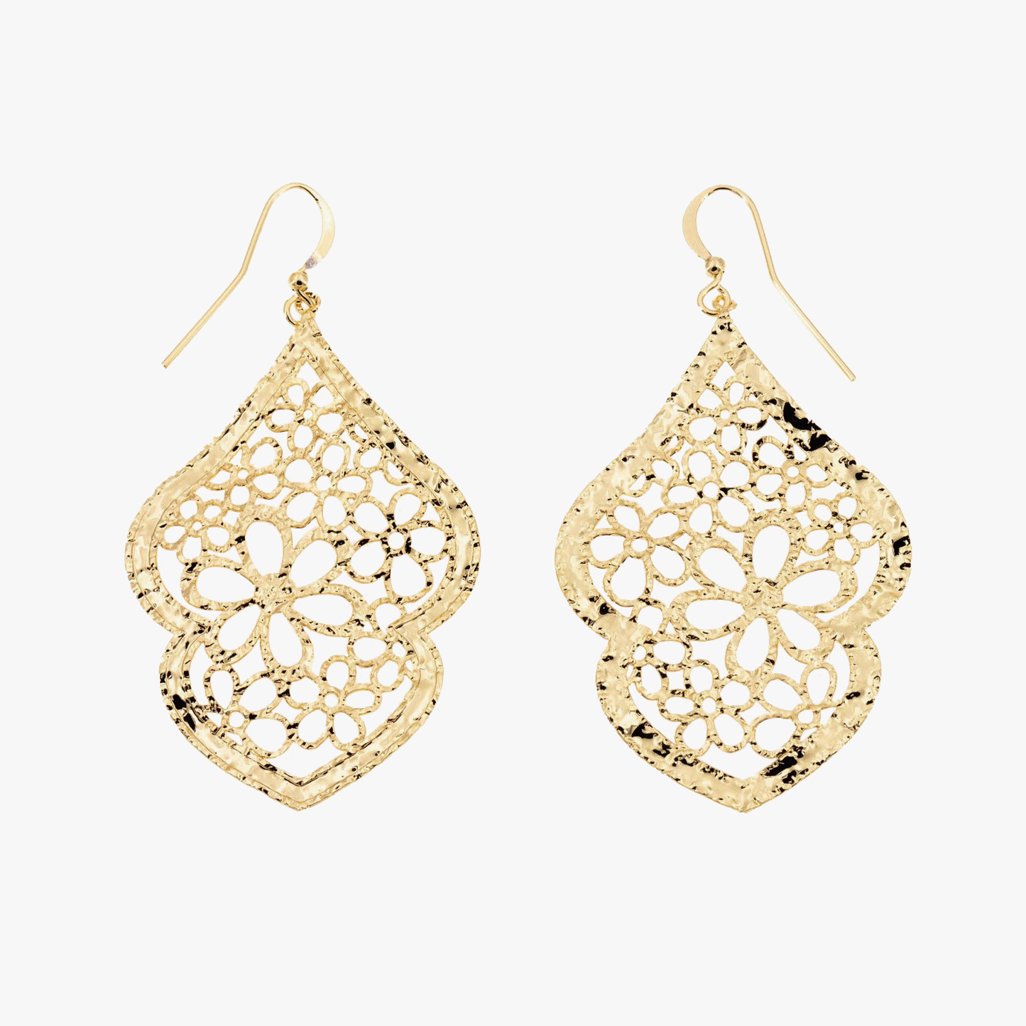 Orecchini ricamati fiori | Ottone | Oro