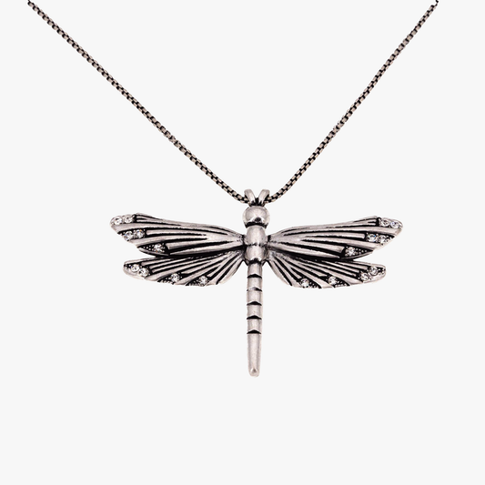 Collana lunga libellula | Zama | Finitura galvanica in argento antico