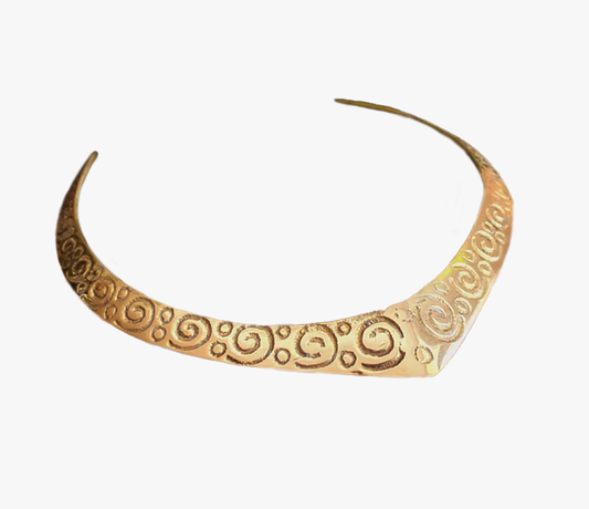 Collana girocollo in ottone | Spirali incise | Fatto a mano