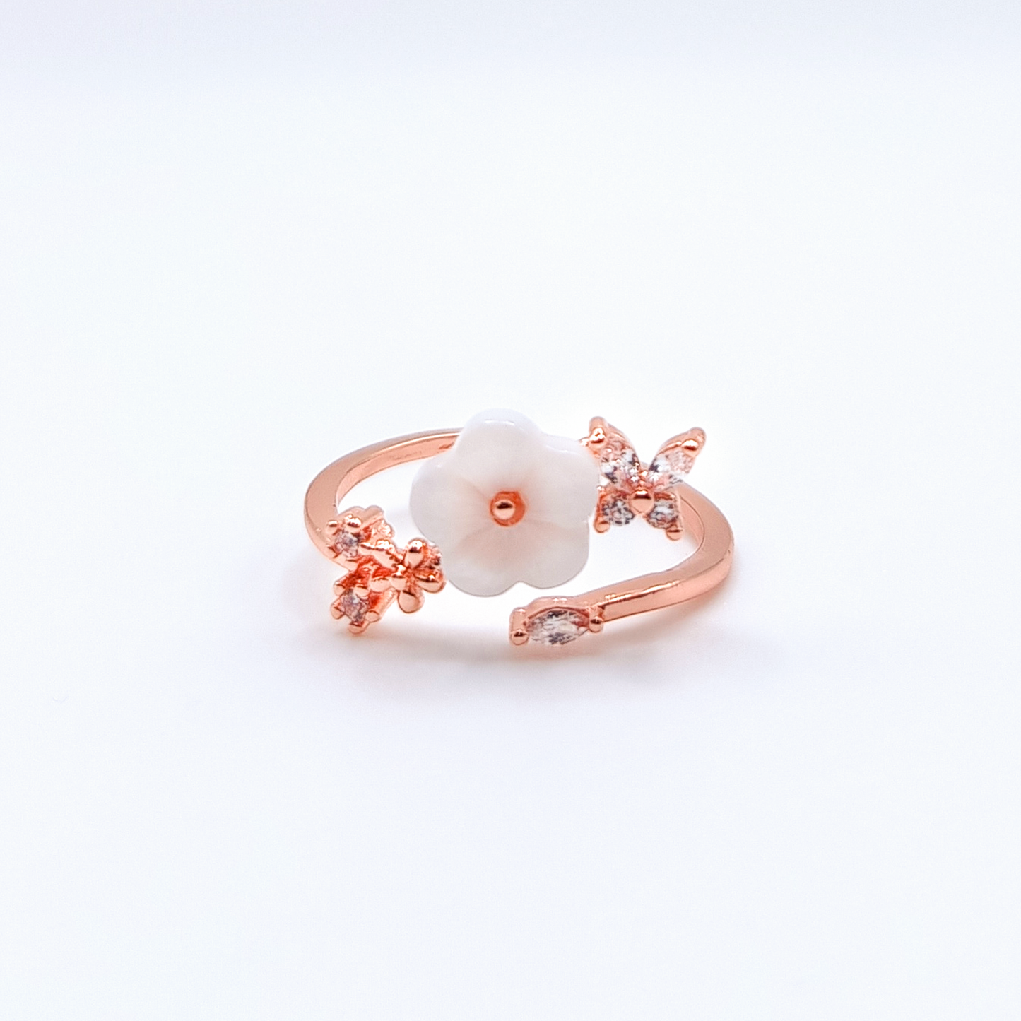 Secret Garden Ring | Butterfly Zirconia | Flower | Rose Gold Plated