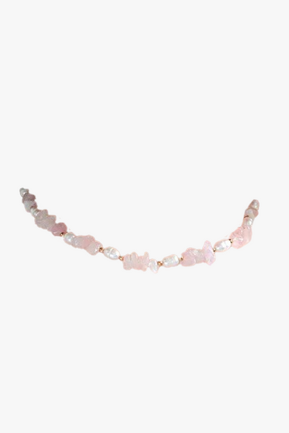 Rose | Collana in Quarzo Rosa e Perle d'Acqua Dolce | Handmade