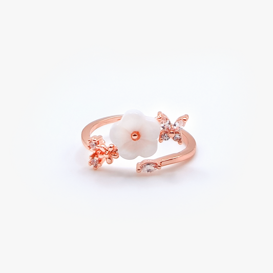 Secret Garden Ring | Butterfly Zirconia | Flower | Rose Gold Plated