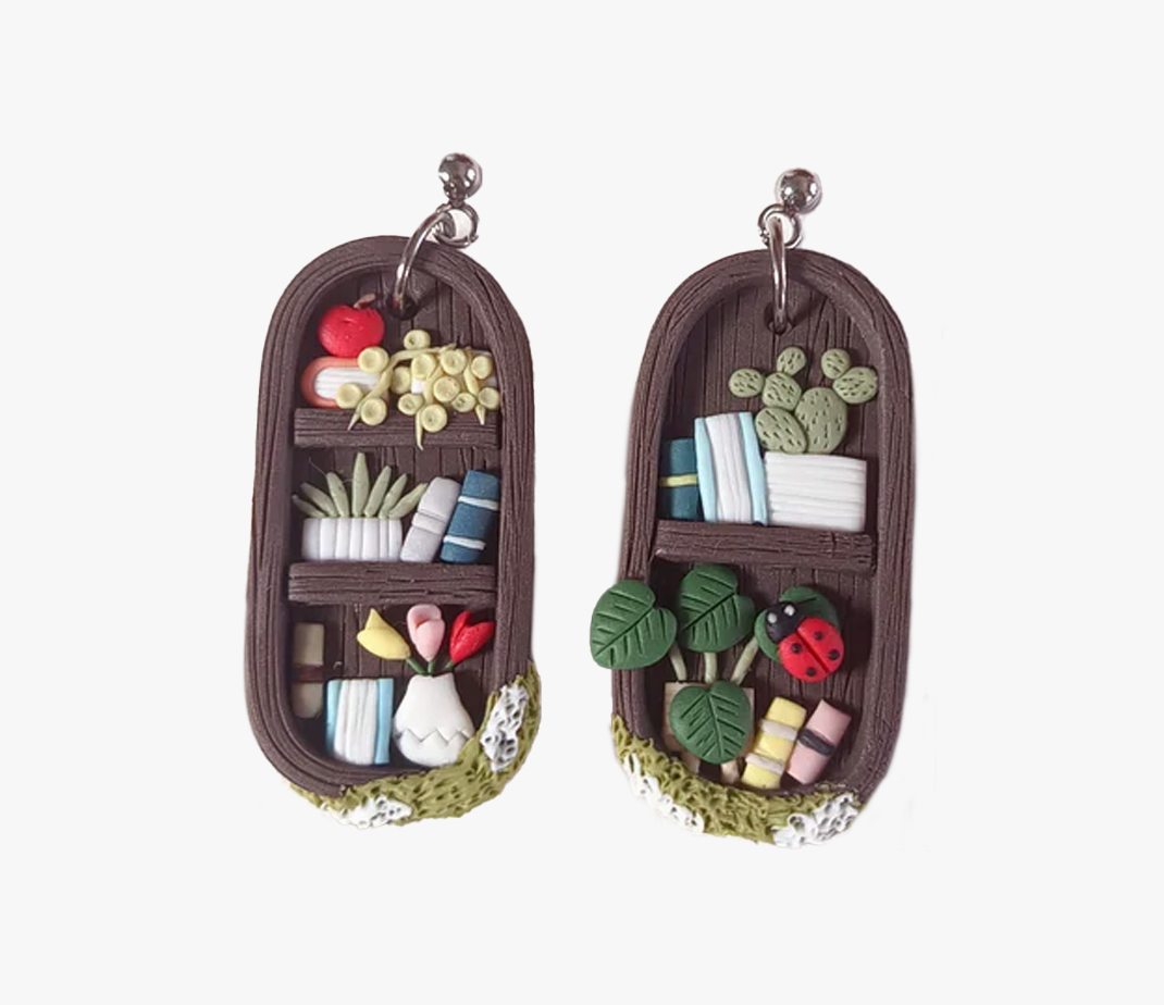 Orecchini Libreria (v. scura) | Argilla Polimerica | Fatti a mano