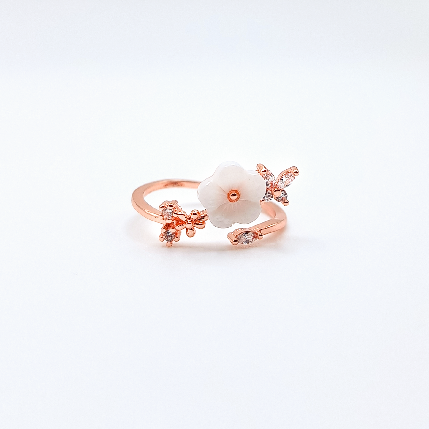 Secret Garden Ring | Butterfly Zirconia | Flower | Rose Gold Plated