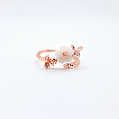 Secret Garden Ring | Butterfly Zirconia | Flower | Rose Gold Plated