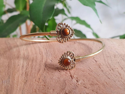 Bracciale in Occhio di Tigre | Ottone | Regolabile | Fatto a mano