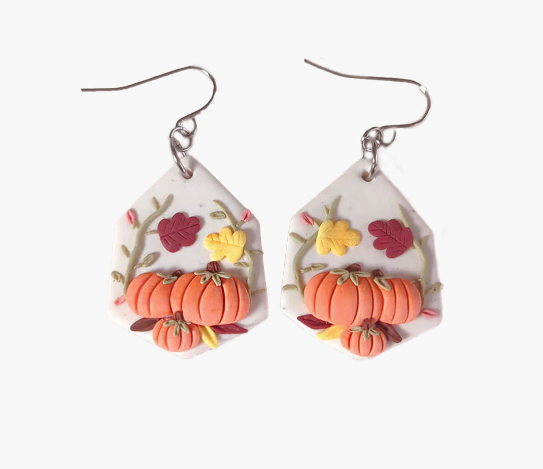 Orecchini Autunnali a Zucca | Argilla Polimerica | Fatti a mano