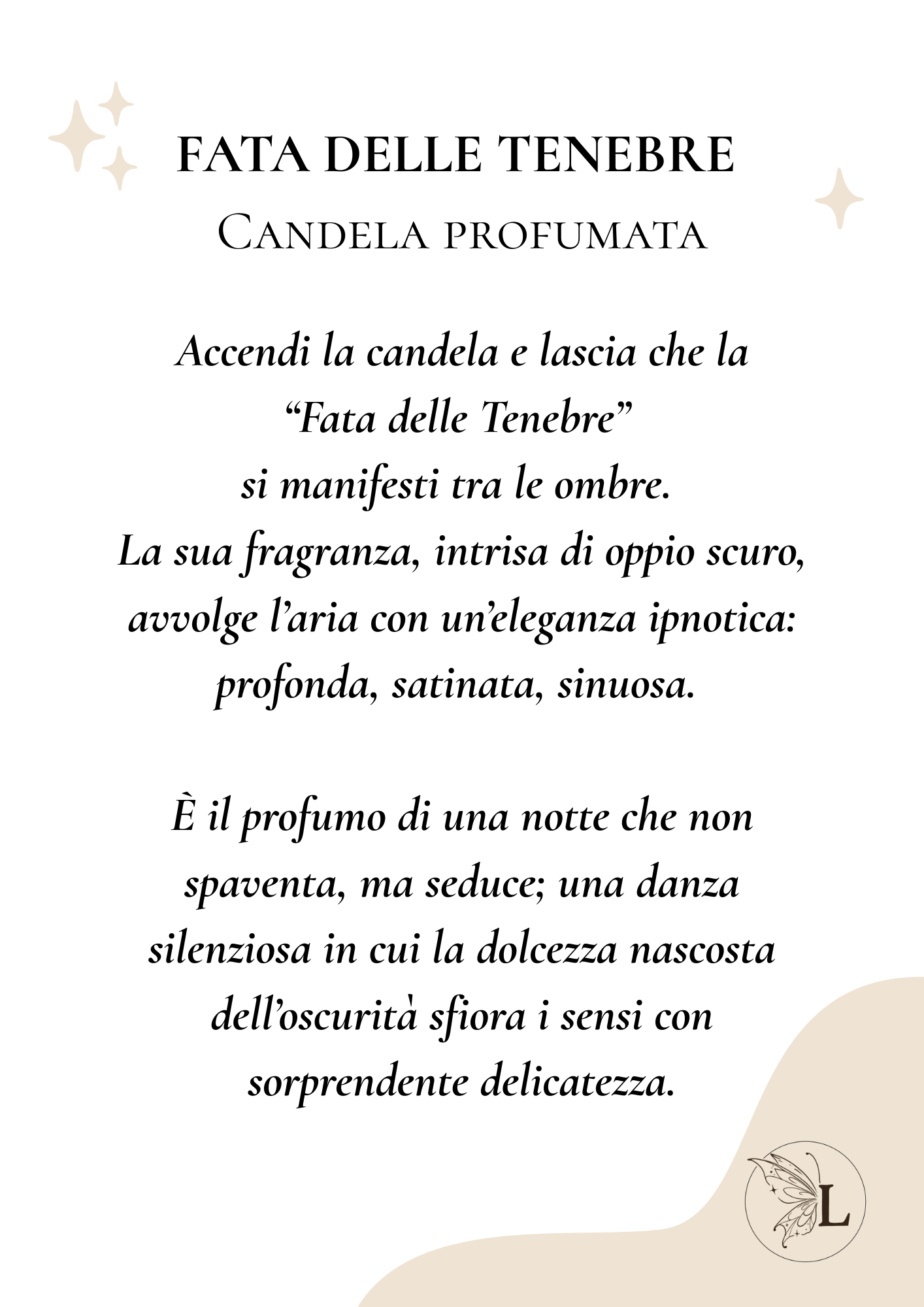FATA DELLE TENEBRE | Candela profumata | Cera di soia | fragranza di Grasse