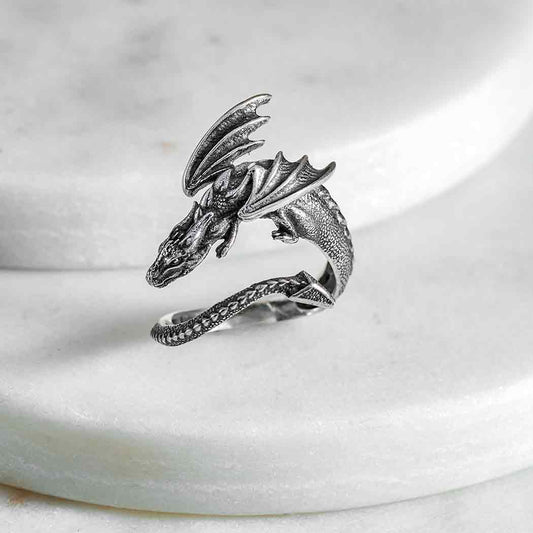 Anello Drago | Regolabile | Argento Sterling