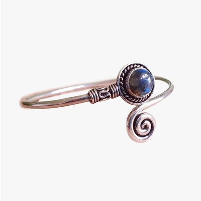 Bracciale placcato argento | pietra di luna blu | Ottone | Regolabile | Fatto a mano