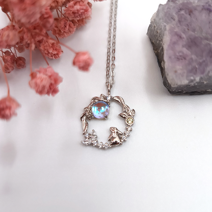 Moon Bunny Necklace | Zirconia | Sterling Silver | Moonstone