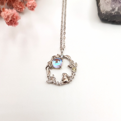 Moon Bunny Necklace | Zirconia | Sterling Silver | Moonstone