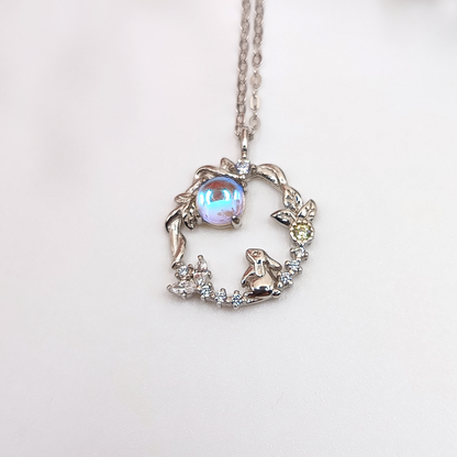 Moon Bunny Necklace | Zirconia | Sterling Silver | Moonstone