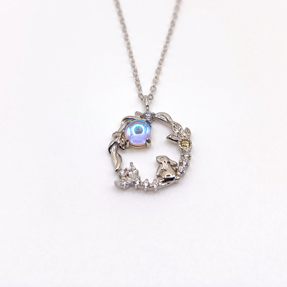 Moon Bunny Necklace | Zirconia | Sterling Silver | Moonstone