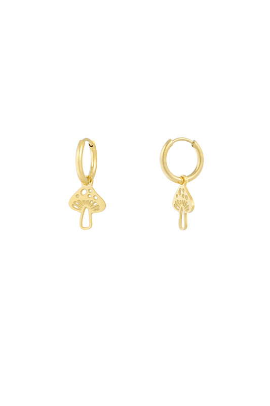 Orecchini | Acciaio Inossidabile placcato oro | funghetti | Waterproof