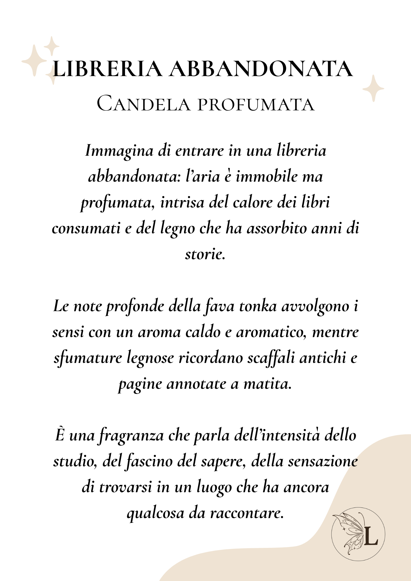 LIBRERIA ABBANDONATA | Candela profumata | Cera di soia | fragranza di Grasse