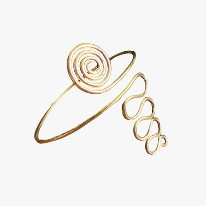 Bracciale a Spirale | Regolabile | Ottone martellato di alta qualità