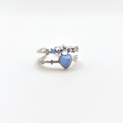 Anello Secret Garden | Zirconi | Cuore azzurro