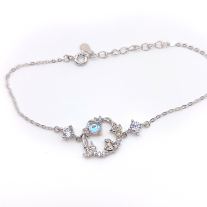 Moon Bunny Bracelet | Zirconia | Sterling Silver | Moonstone