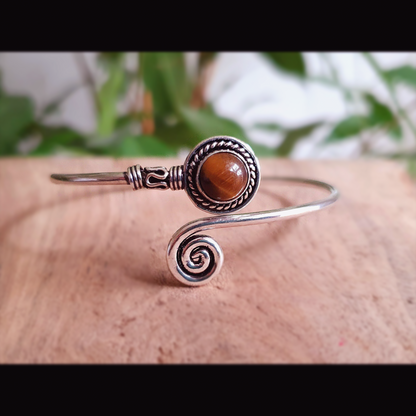 Bracciale in argento e occhio di tigre | Ottone | Regolabile | Fatto a mano