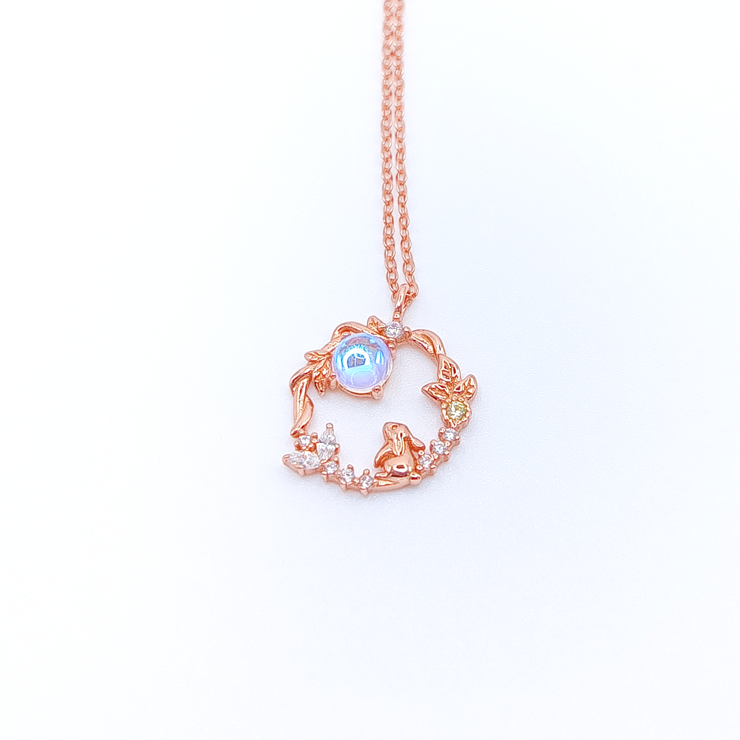 Moon Bunny Necklace | Zirconia | Sterling Silver | Moonstone