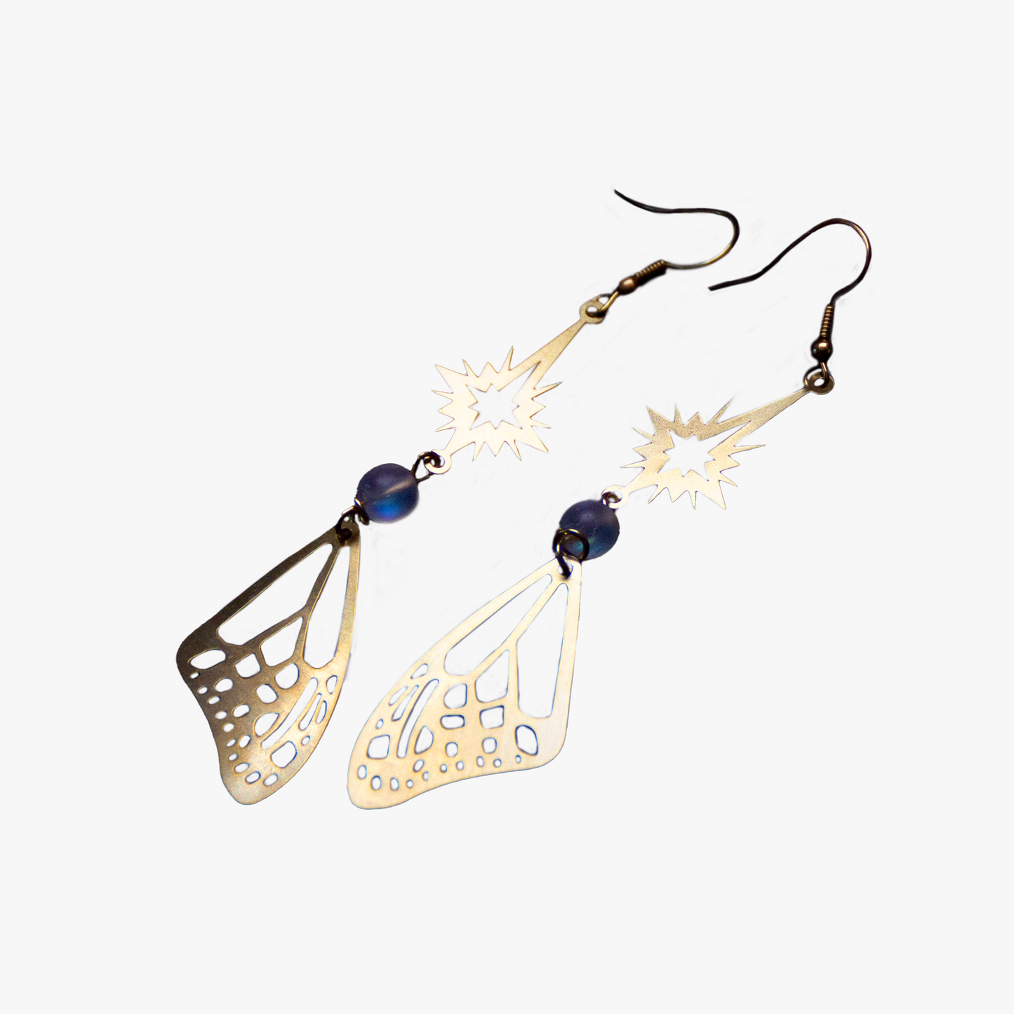 Wingstar | Orecchini in ottone | Ali di fata e stella | Fatto a mano