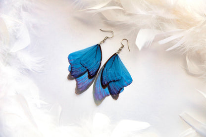 Orecchini a forma di ali di fata blu zaffiro, pronti da regalare