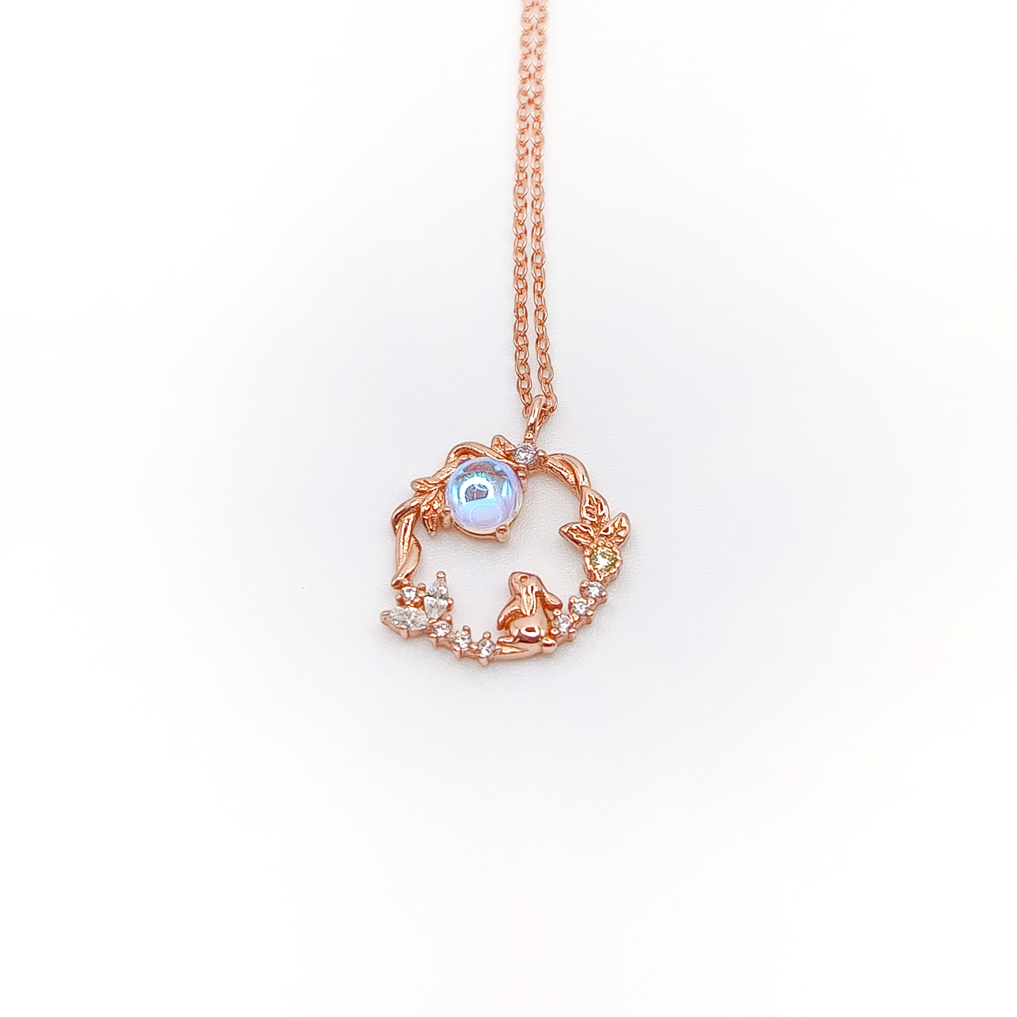 Moon Bunny Necklace | Zirconia | Sterling Silver | Moonstone