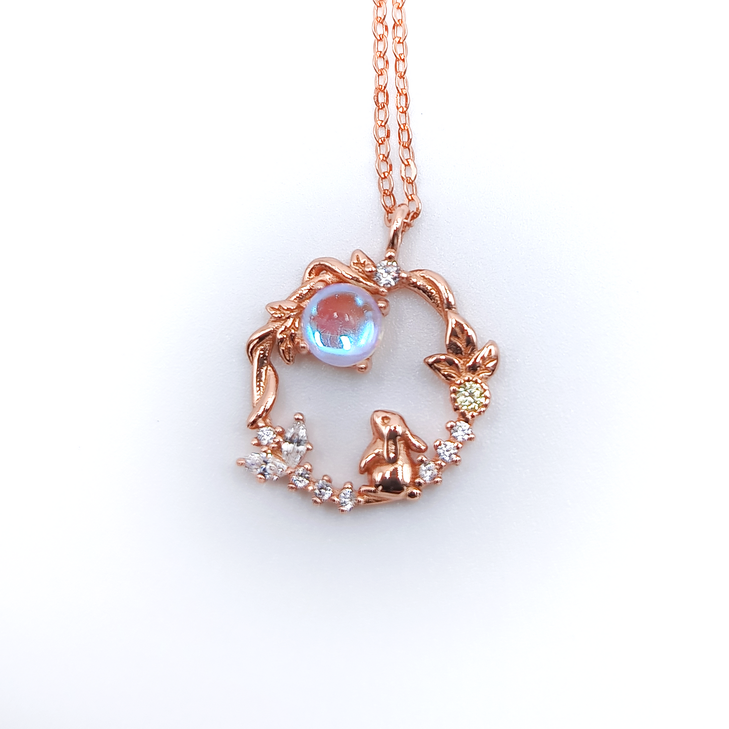 Moon Bunny Necklace | Zirconia | Sterling Silver | Moonstone