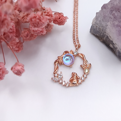 Moon Bunny Necklace | Zirconia | Sterling Silver | Moonstone