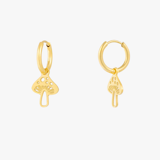 Orecchini | Acciaio Inossidabile placcato oro | funghetti | Waterproof