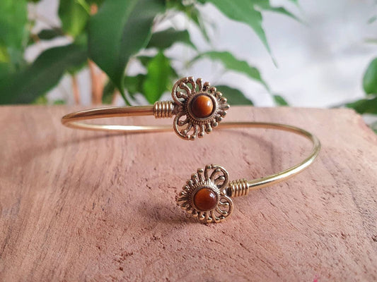 Bracciale in Occhio di Tigre | Ottone | Regolabile | Fatto a mano
