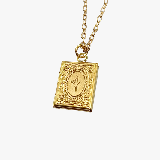 Collana Medaglione a libro | Bucaneve | Ottone | Vintage Style