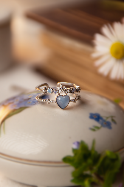 Anello Secret Garden | Zirconi | Cuore azzurro